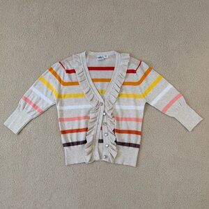 Colorful Striped Women's Short Sleeve Cardigan